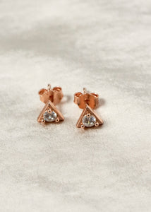 gold triangle shape diamond stud earrings for women jewelry