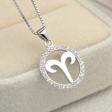 Load image into Gallery viewer, silver aries zodiac sign necklace astrology charm 