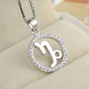 silver capricorn zodiac sign necklace astrology charm 