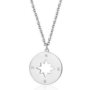 sterling silver compass charm pendant necklace