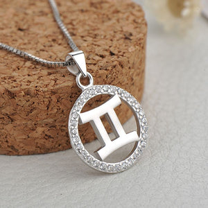 silver gemini zodiac sign necklace astrology charm 