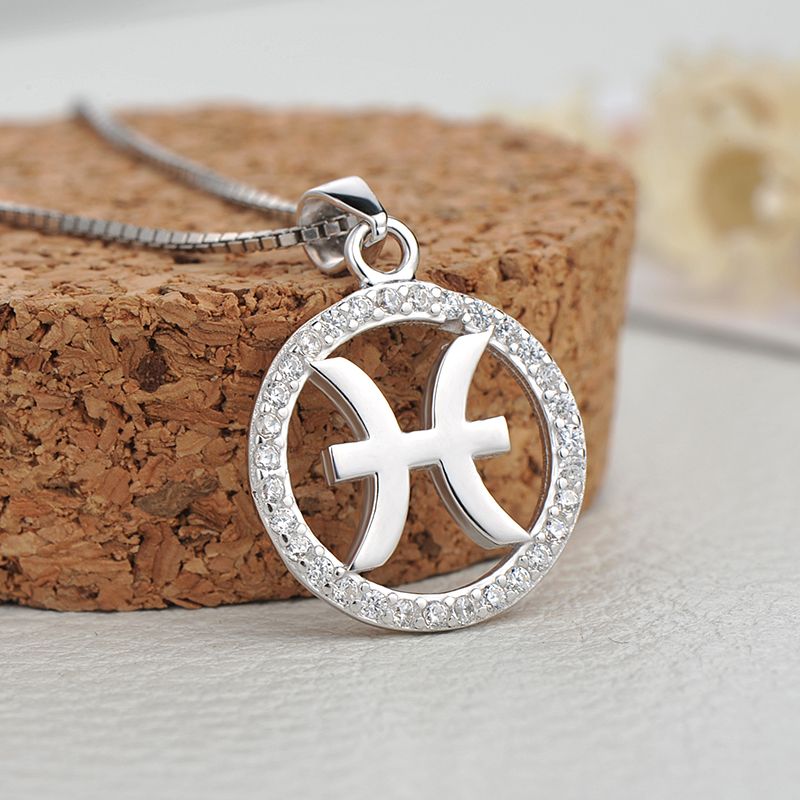 silver pisces zodiac sign necklace astrology charm 