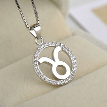Load image into Gallery viewer, silver taurus zodiac sign necklace astrology charm 