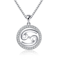 Load image into Gallery viewer, silver zodiac sign necklace cancer birth sign charm
