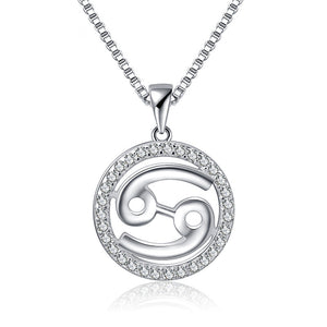 silver zodiac sign necklace cancer birth sign charm